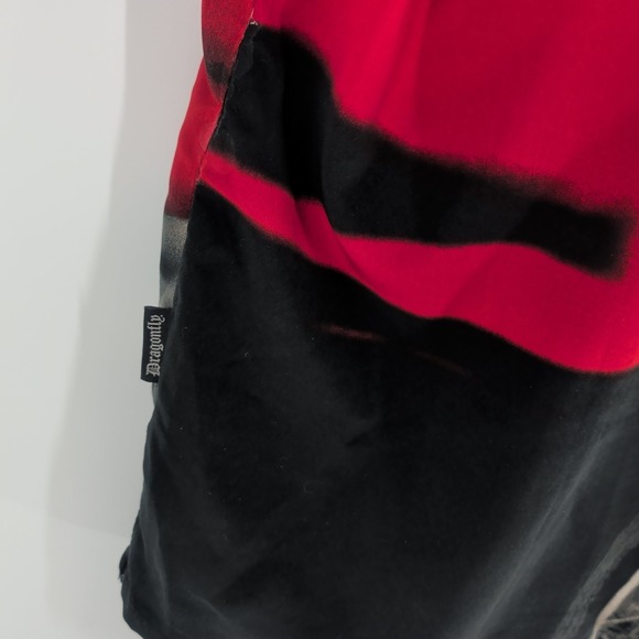 Dragonfly Bike Graphic Print‎ Short Sleeve Classic Button Up Shirt Red Size XL - Picture 7 of 11